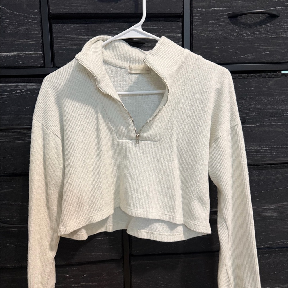 Women's Cream Quarter-Zip Sweater